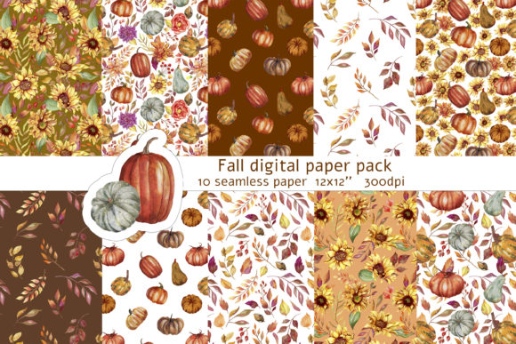 Download Fall Digital Paper Pack Autumn Seamless - Fall digital paper Collection