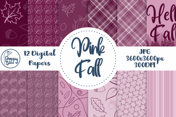 Download Pink Fall Digital Paper Pack - Fall digital paper Collection