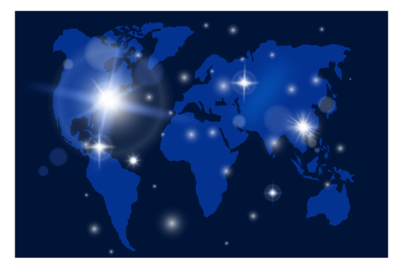 Download World Map with Light Spots. Futuristic B - Spots Collection