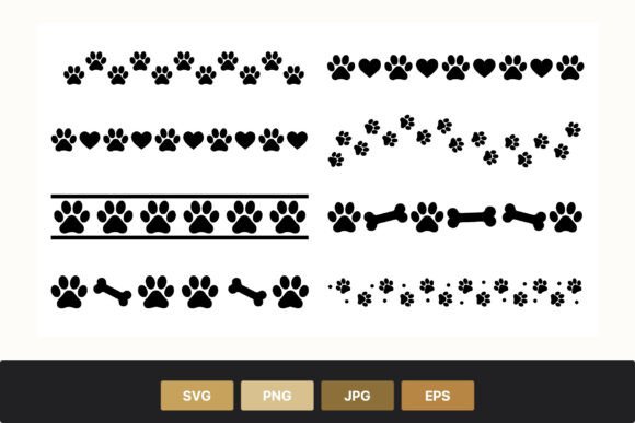 Download Paw Prints Hearts Bones Seamless Borders - Prints Collection