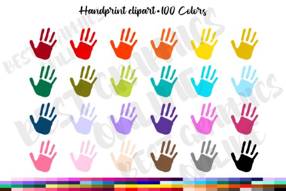 Download 100 Kids Hand Prints Planner Clipart Set - Prints Collection