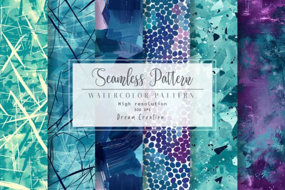 Download Teal Indigo Abstract Art Digital Papers - Abstract art Collection